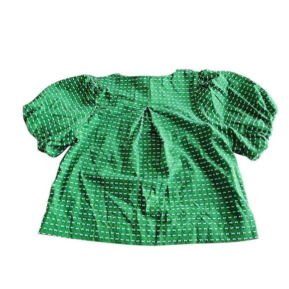 Kate Spade New York X target Sz M green textured polkadot puff sleeve blouse new - Picture 3 of 9